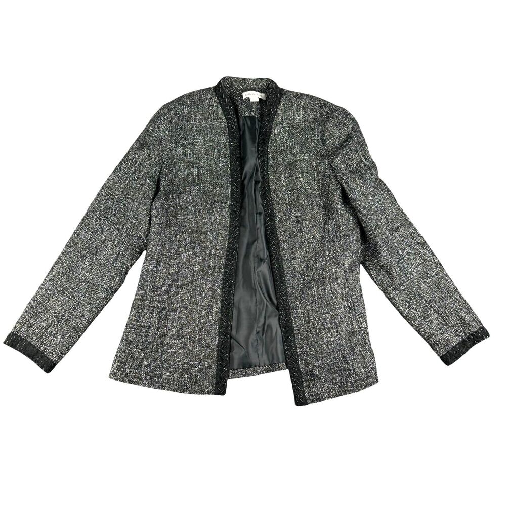 Coldwater Creek Blazer Women’s Extra Small 4 Gray Jacket Shoulder Pads Career